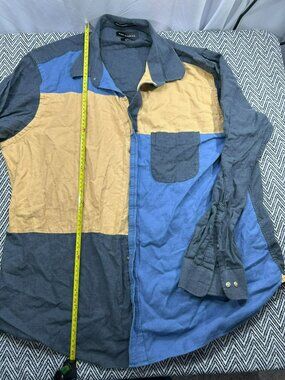 Paul Frederick Color Block Button Down Dress Shirt XXL Classic Fit Cotton